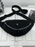 Chain Decor Zip Front Fanny Pack