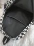 Checkered Print Mesh Detail Functional Backpack With Bag Charm