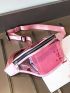 Large Fanny Pack Clear Design Neon Pink