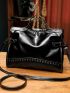 Studded Decor Top Handle Bag