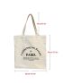 Floral & Slogan Graphic Canvas Shopper Bag