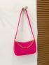 Chain Decor Zipper Baguette Bag