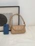 Geometric Embossed Flap Square Bag