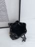 Mini Sequin Decor Drawstring Design Chain Bucket Bag