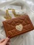 Mini Quilted Heart Decor Chain Square Bag