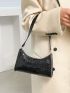 Minimalist Croc Embossed Baguette Bag