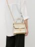 Metallic Crocodile Embossed Push Lock Square Bag