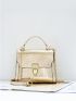 Metallic Crocodile Embossed Push Lock Square Bag