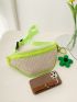 Mini Contrast Binding Straw Bag With Flower Bag Charm