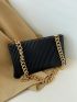 Embossed Detail Chain Square Bag