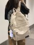 Multi-Compartment Letter Patched Detail Backpack With Bag Charm