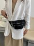 Chain Decor Double Zip Front Fanny Pack