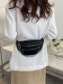 Chain Decor Double Zip Front Fanny Pack