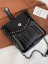 Mini Studded & Fringe Decor Bucket Bag