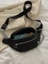 Chain Decor Double Zip Front Fanny Pack