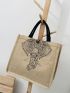 Elephant Graphic Top Handle Bag