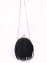 Mini Fringe Decor Kiss Lock Chain Dome Bag