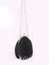 Mini Fringe Decor Kiss Lock Chain Dome Bag