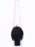 Mini Fringe Decor Kiss Lock Chain Dome Bag