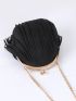 Mini Fringe Decor Kiss Lock Chain Dome Bag