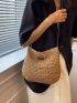 Patch Decor Straw Bag