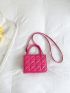 Mini Geometric Embossed Double Handle Square Bag