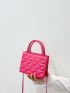 Mini Geometric Embossed Double Handle Square Bag