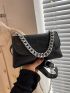 Crocodile Embossed Chain Flap Belt Bag