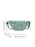 Checkered Pattern Letter Patch Waist Bag