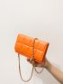 Mini Neon Orange Chain Flap Square Bag