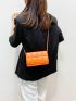 Mini Neon Orange Chain Flap Square Bag