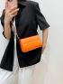 Mini Neon Orange Chain Flap Square Bag