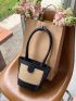 Mini Bucket Bag Two Tone Double Handle PU For Daily Life