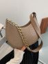 Crocodile Embossed Chain Decor Hobo Bag