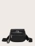 Studded Decor Zipper Front Saddle Bag