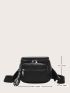 Studded Decor Zipper Front Saddle Bag