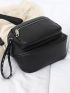 Studded Decor Zipper Front Saddle Bag