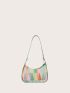 Geometric Pattern Zipper Hobo Bag