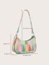 Geometric Pattern Zipper Hobo Bag