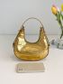 Metallic Hobo Bag Crocodile Embossed