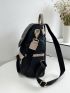 Letter Graphic Quilted Flap Backpack