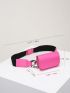 Crocodile Embossed Chain Decor Artificial Patent Leather Belt Bag