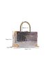 Mini Crocodile Embossed Metallic Pattern Box Bag