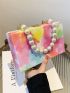 Mini Faux Pearl Decor Tie Dye Box Bag