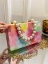 Mini Faux Pearl Decor Tie Dye Box Bag