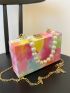 Mini Faux Pearl Decor Tie Dye Box Bag