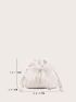 Mini Faux Pearl & Bow Decor Drawstring Design Bucket Bag