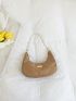 Metal Detail Faux Pearl Decor Hobo Bag