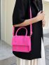 Mini Neon Pink Mini Felt Flap Square Bag