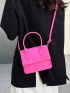 Mini Neon Pink Mini Felt Flap Square Bag